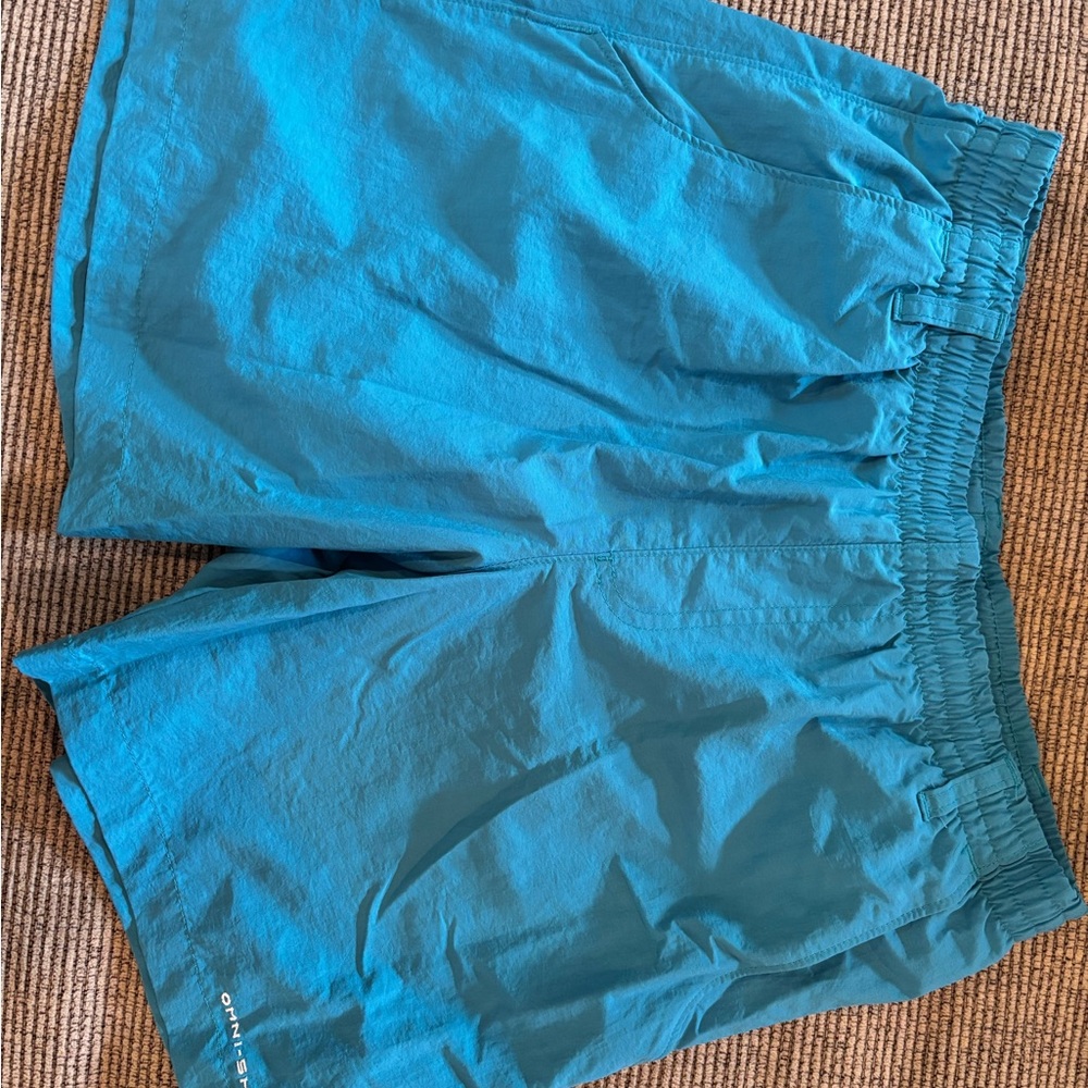 Columbia Blue Athletic Shorts Lightweight Elastic Waist
